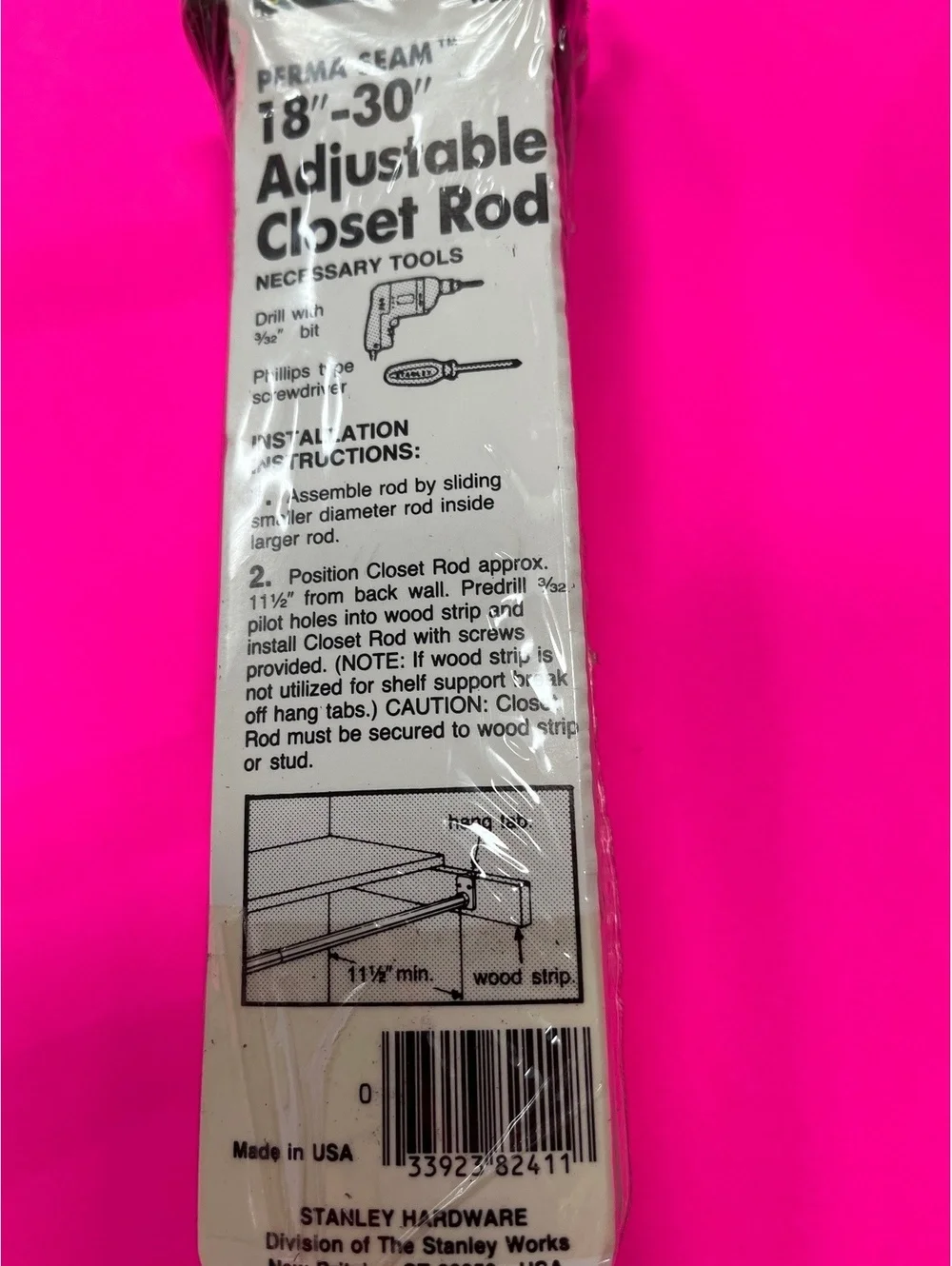 Lot of 4 Stanley Perma Seam Adjustable Closet Rod 18-30